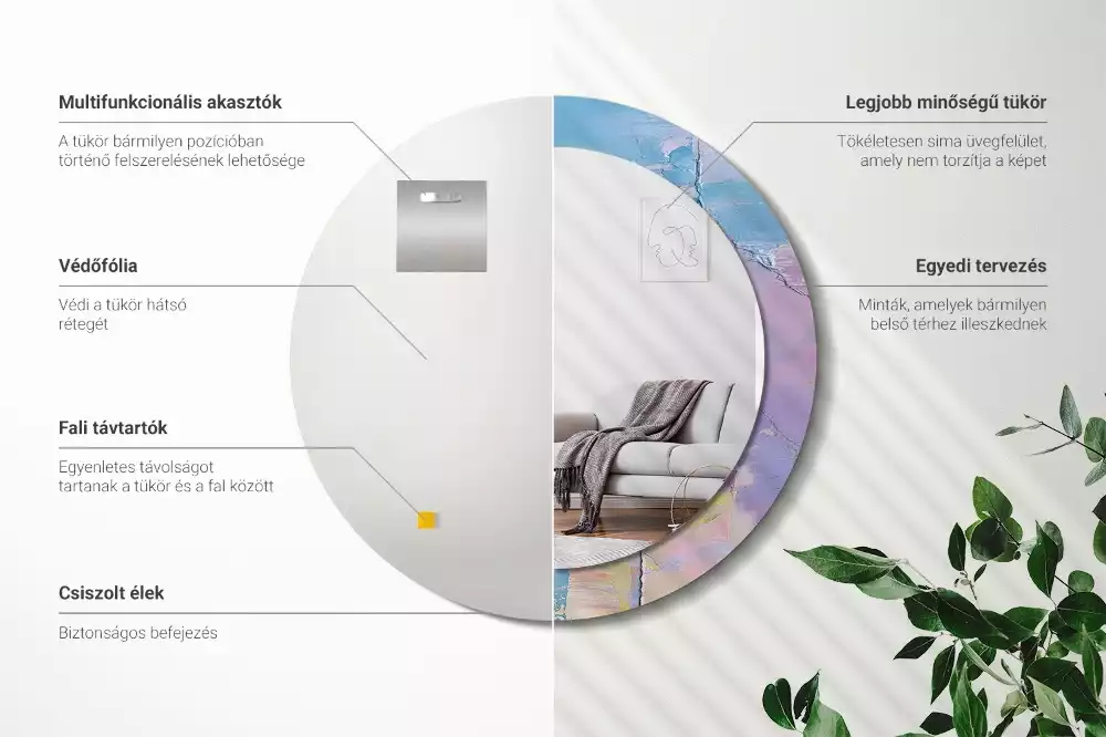 Espelho redondo decorativo Textura de tinta a óleo