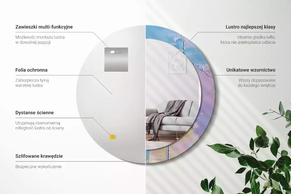 Espelho redondo decorativo Textura de tinta a óleo