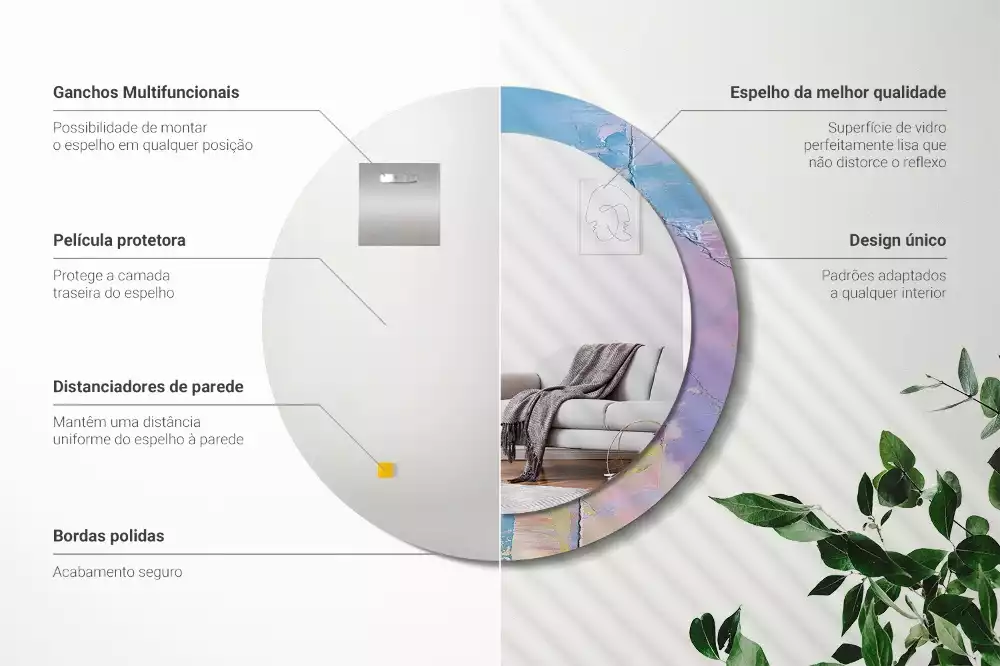 Espelho redondo decorativo Textura de tinta a óleo