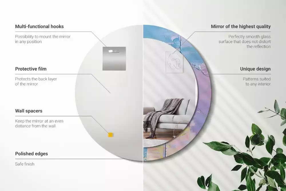 Espelho redondo decorativo Textura de tinta a óleo