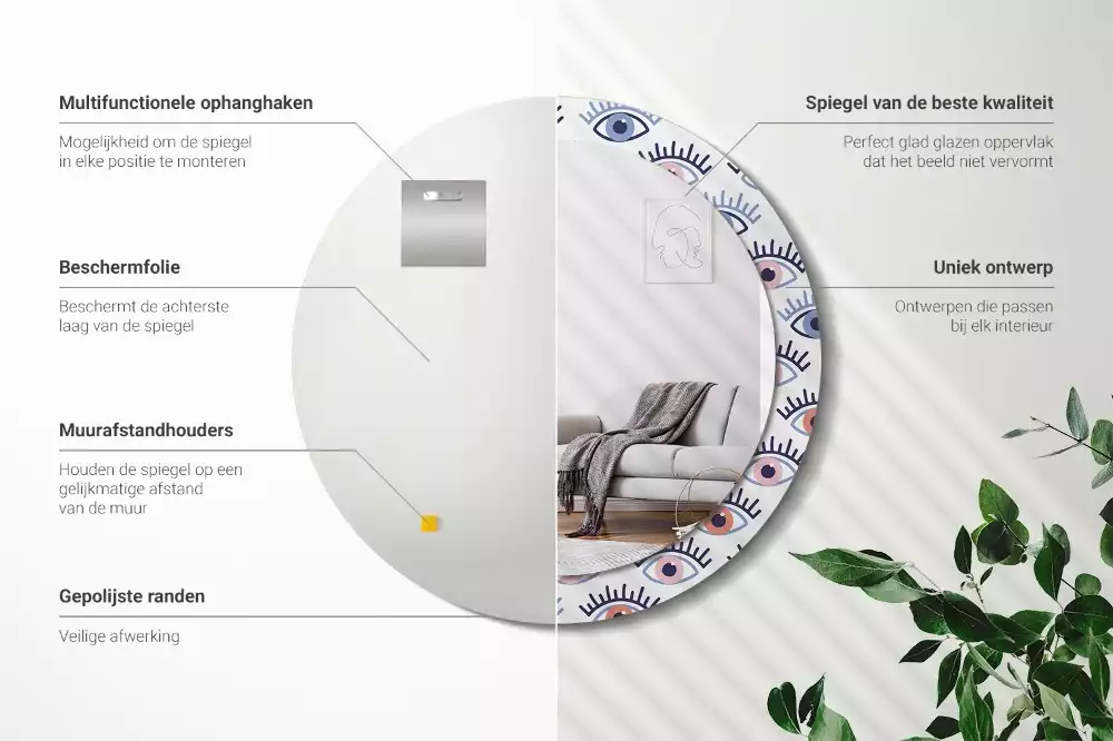 Espelho redondo decorativo Olhos