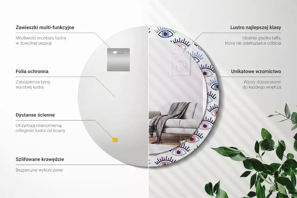 Espelho redondo decorativo Olhos