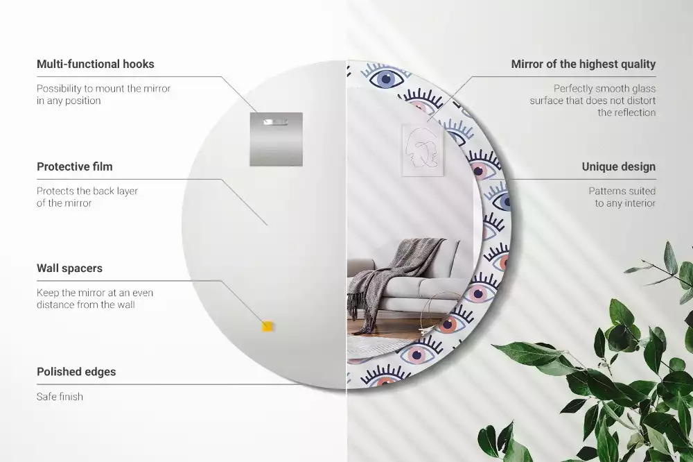 Espelho redondo decorativo Olhos