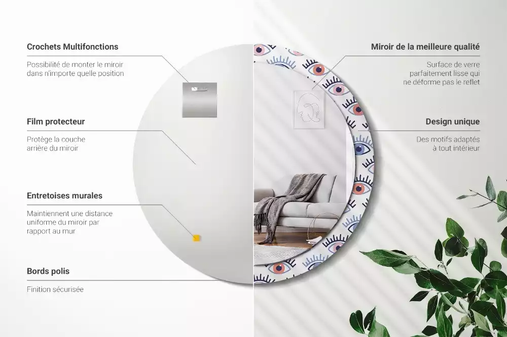 Espelho redondo decorativo Olhos