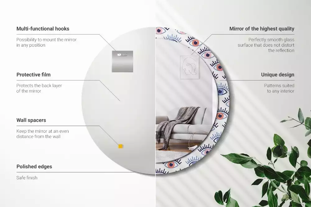 Espelho redondo decorativo Olhos