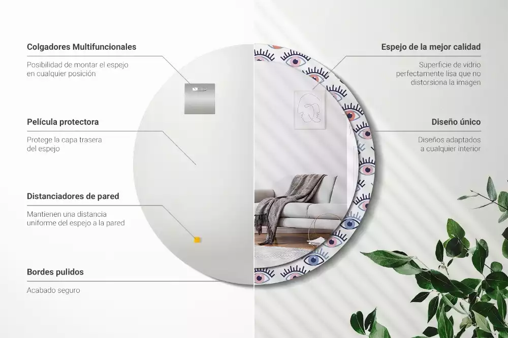 Espelho redondo decorativo Olhos