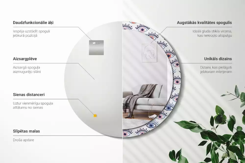 Espelho redondo decorativo Olhos