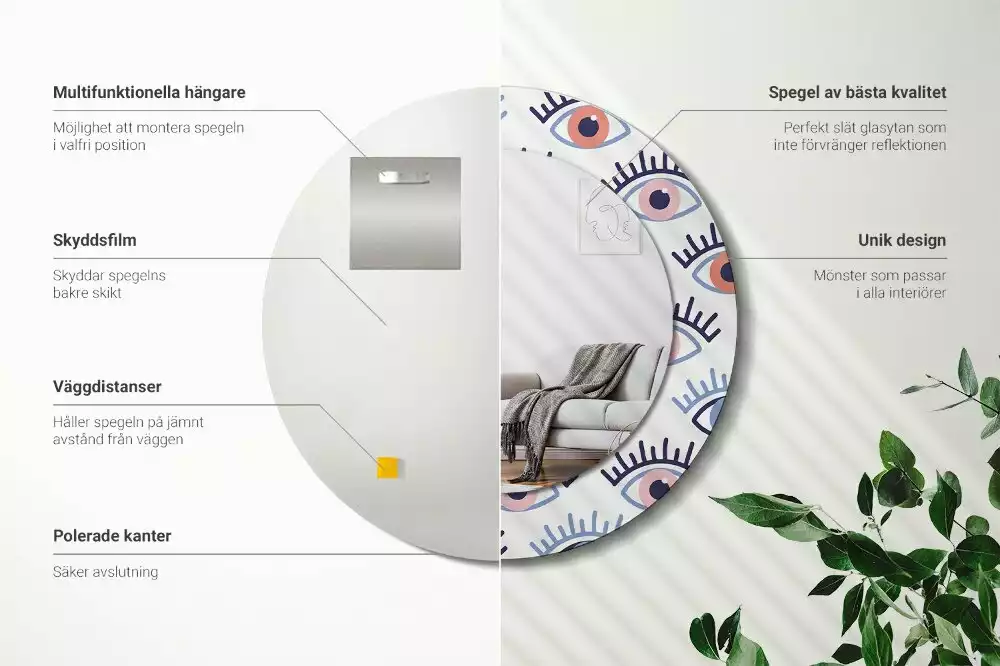 Espelho redondo decorativo Olhos