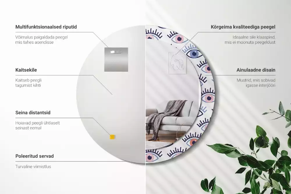 Espelho redondo decorativo Olhos