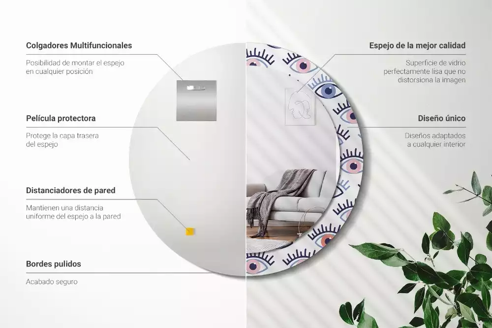 Espelho redondo decorativo Olhos