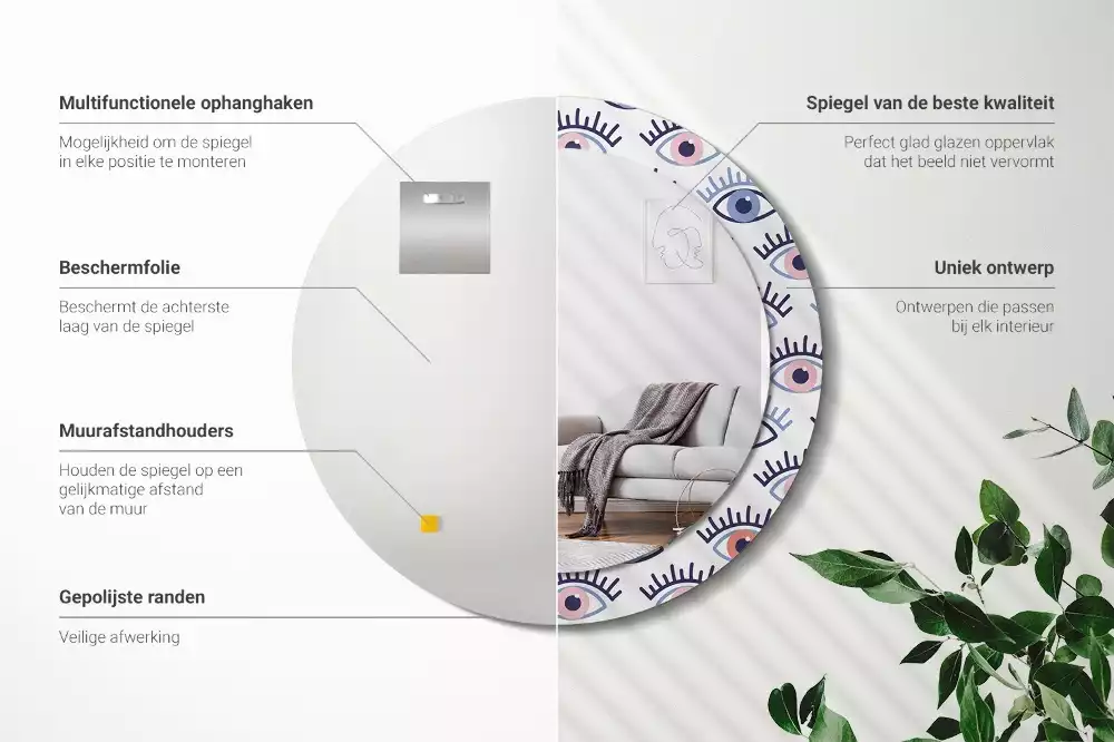 Espelho redondo decorativo Olhos