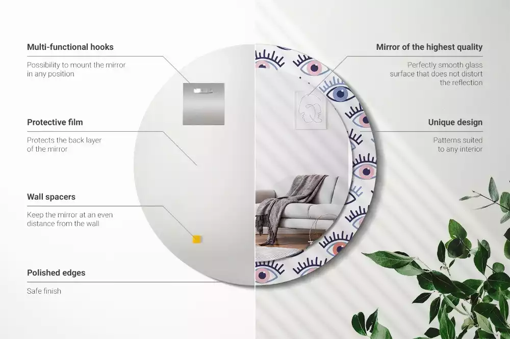 Espelho redondo decorativo Olhos