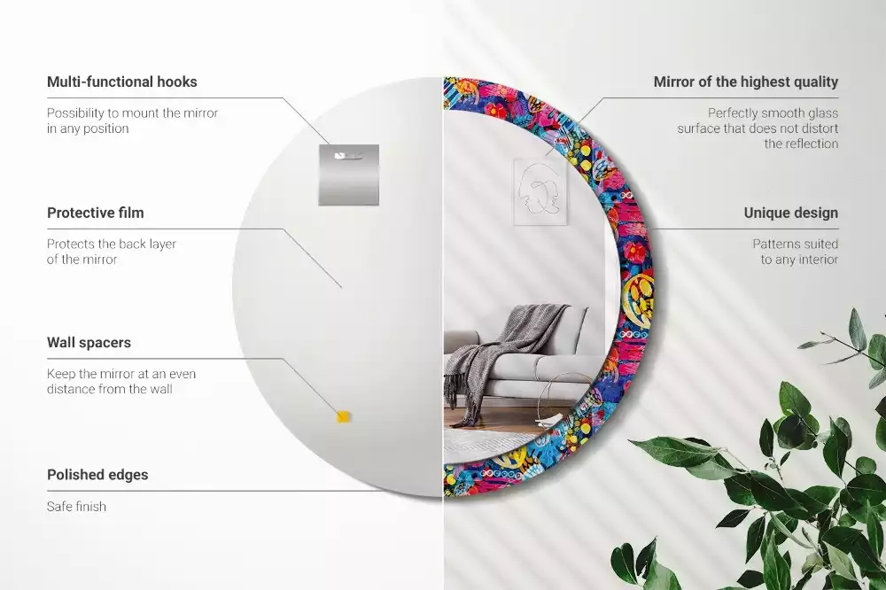 Espelho redondo decorativo Rabiscos coloridos