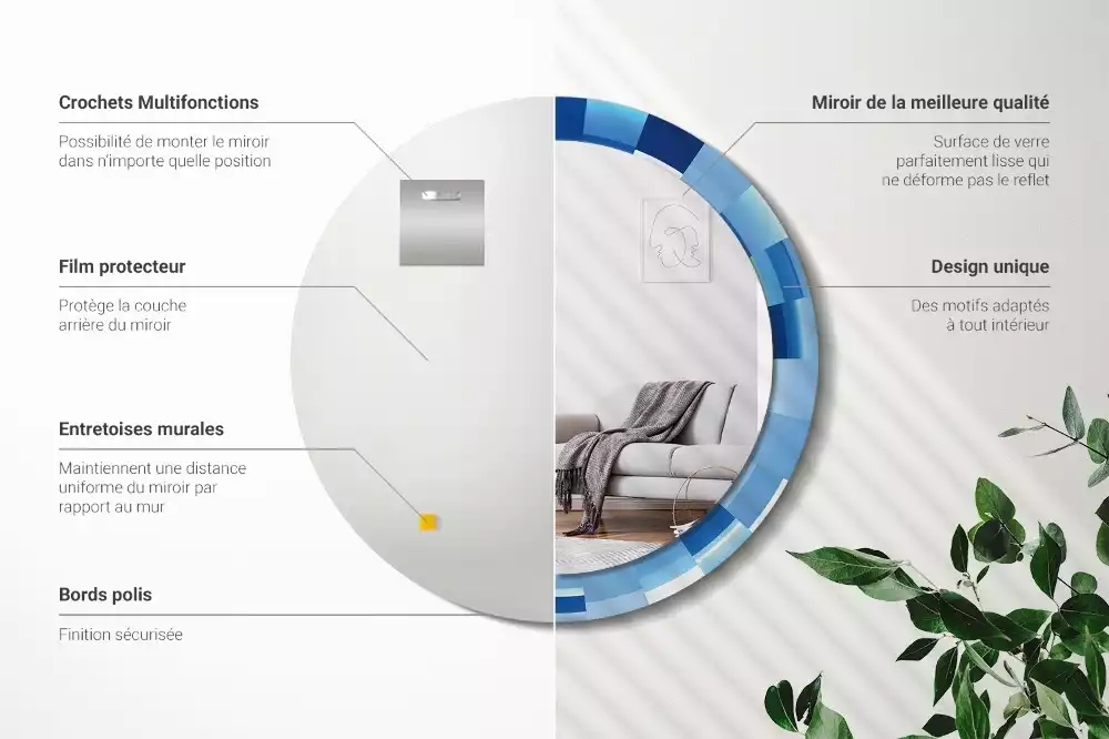 Espelho redondo decorativo Abstrato azul