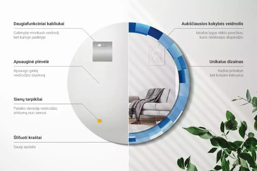 Espelho redondo decorativo Abstrato azul