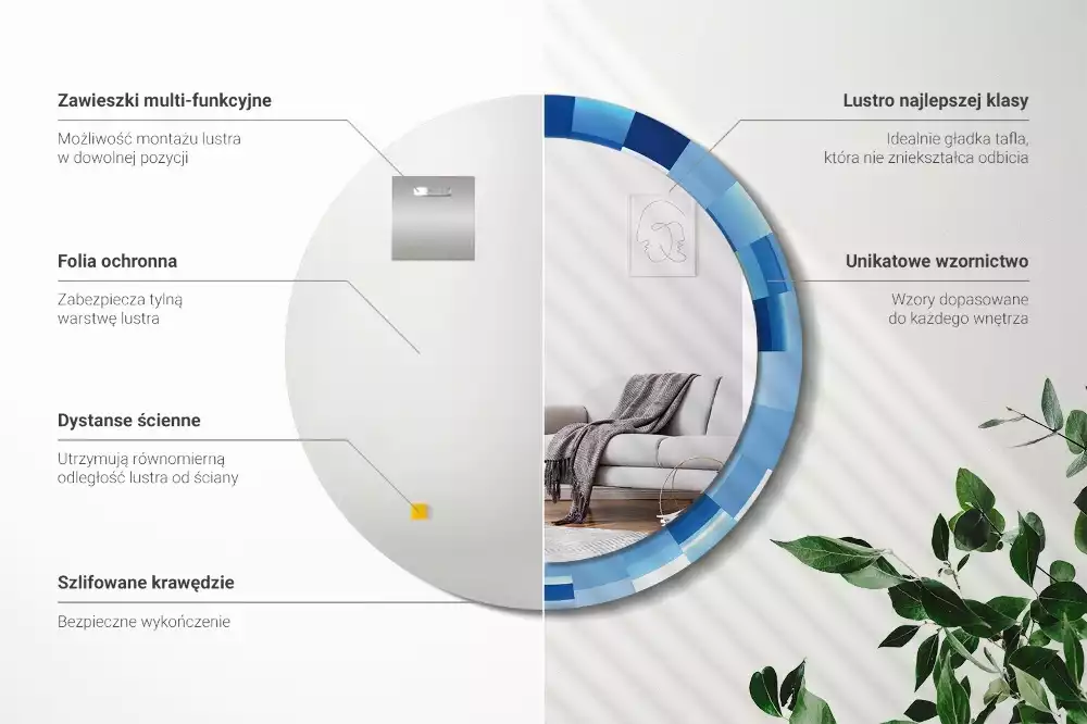 Espelho redondo decorativo Abstrato azul