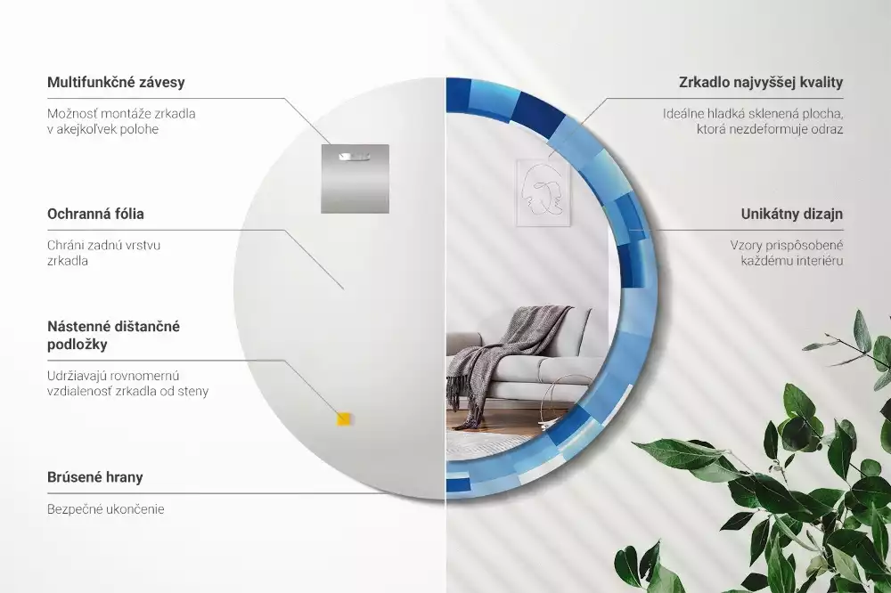 Espelho redondo decorativo Abstrato azul