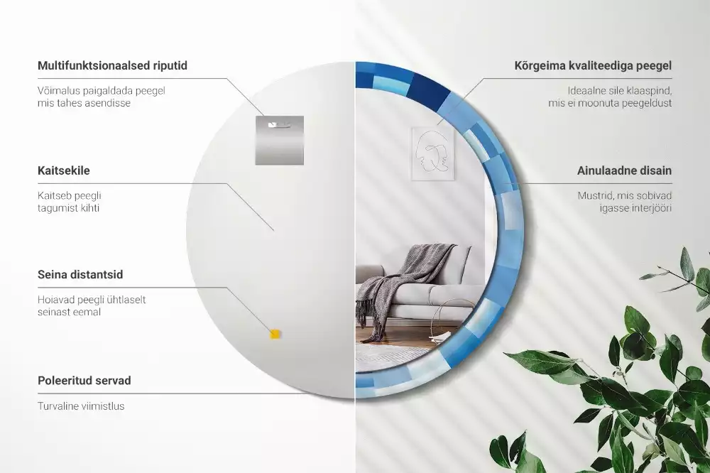 Espelho redondo decorativo Abstrato azul