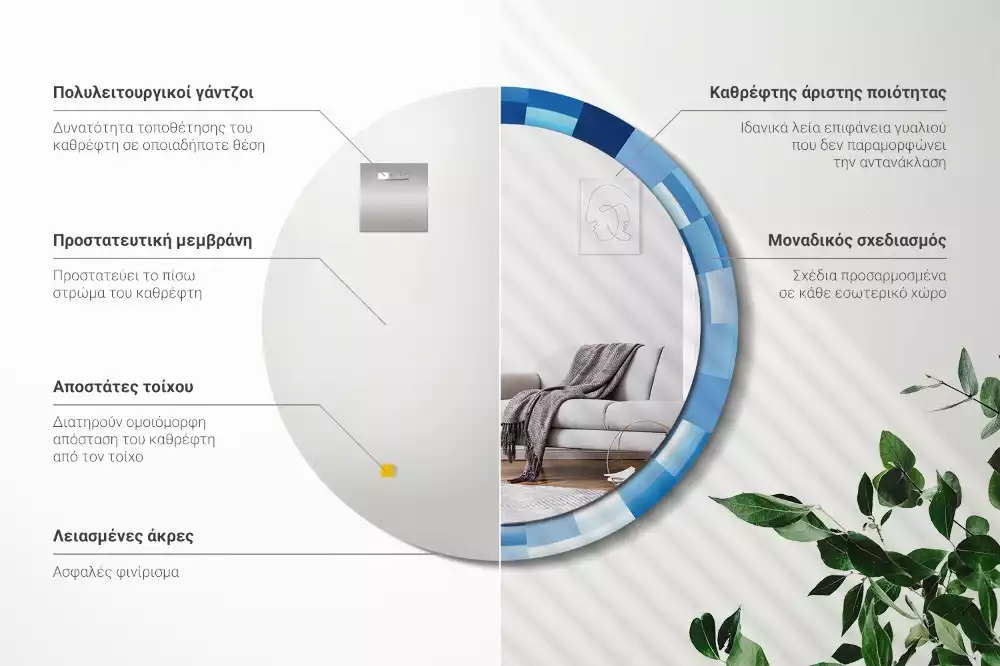 Espelho redondo decorativo Abstrato azul