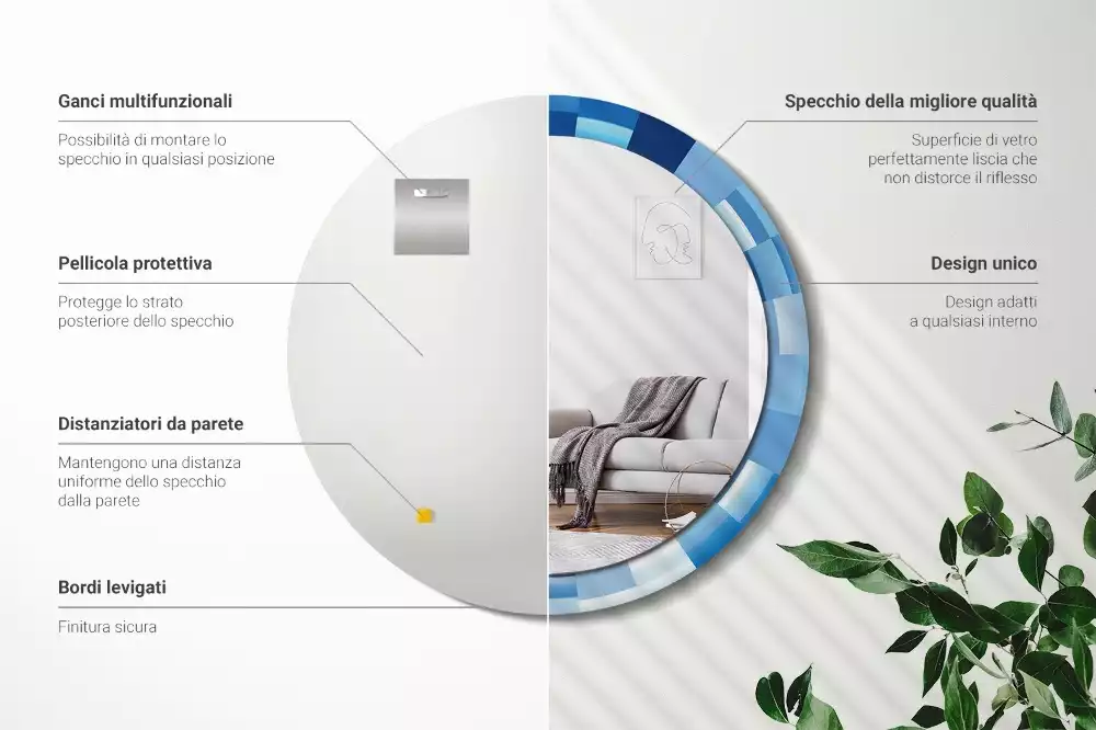 Espelho redondo decorativo Abstrato azul