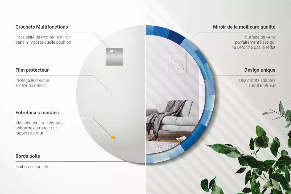 Espelho redondo decorativo Abstrato azul