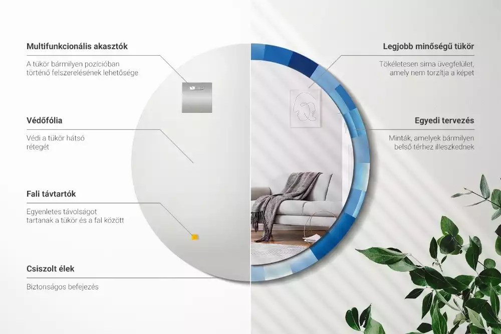 Espelho redondo decorativo Abstrato azul