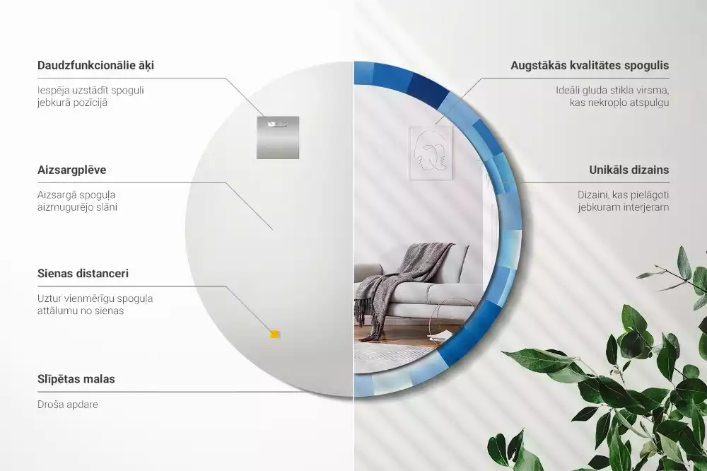 Espelho redondo decorativo Abstrato azul