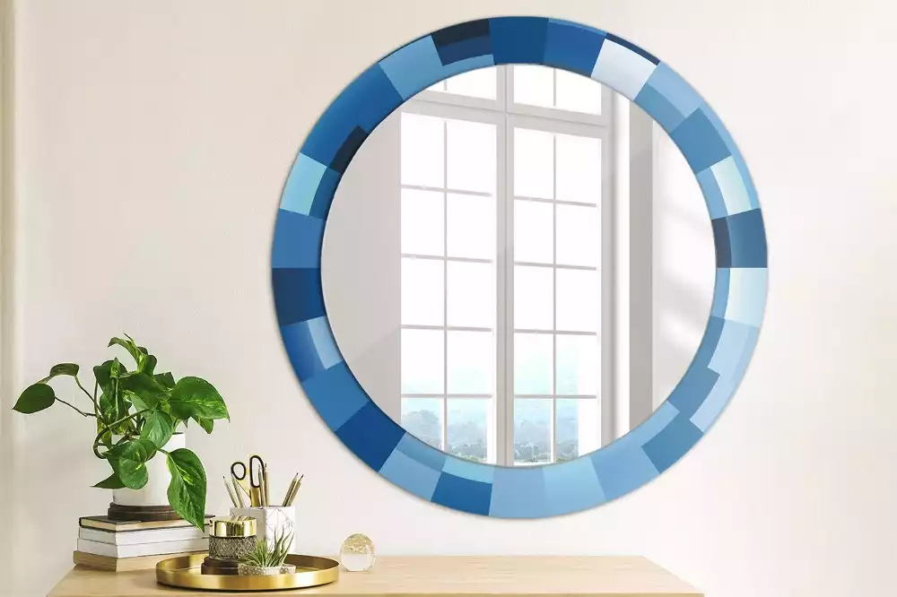 Espelho redondo decorativo Abstrato azul