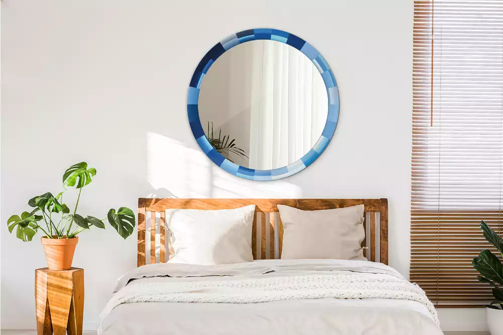 Espelho redondo decorativo Abstrato azul