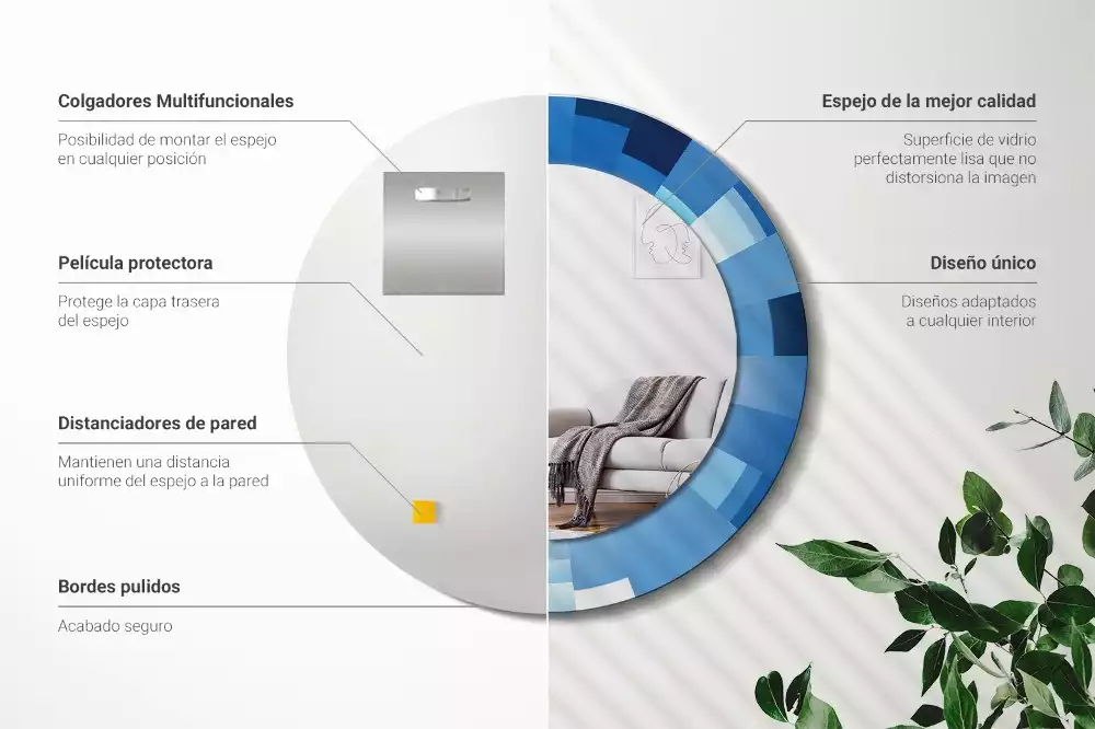 Espelho redondo decorativo Abstrato azul