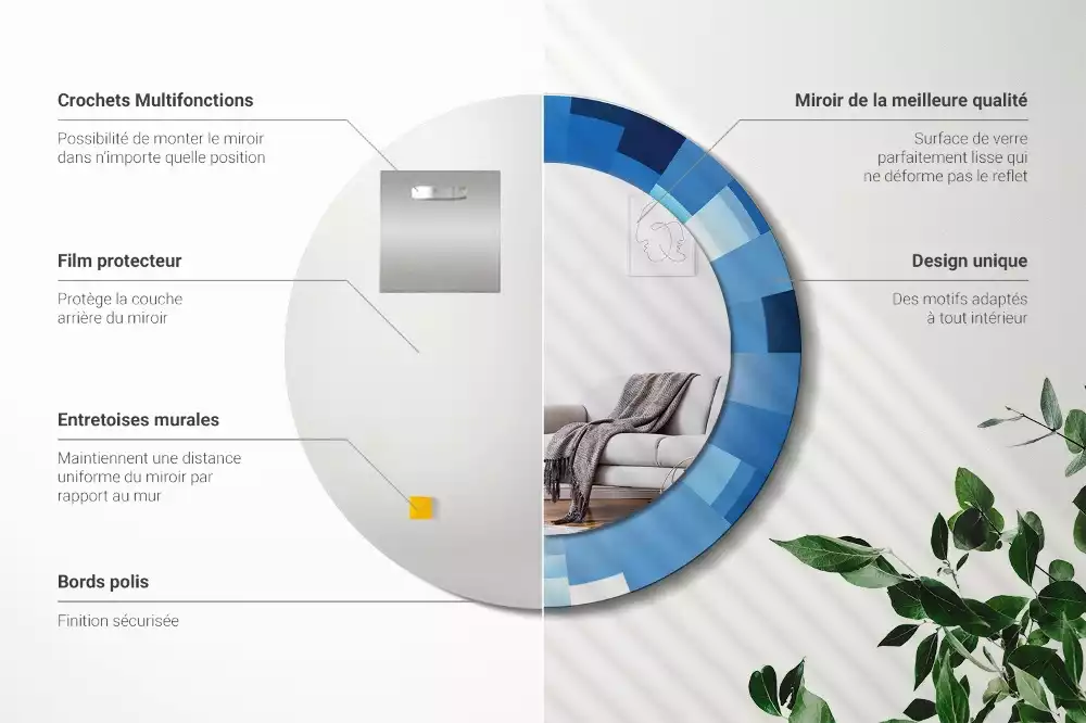 Espelho redondo decorativo Abstrato azul