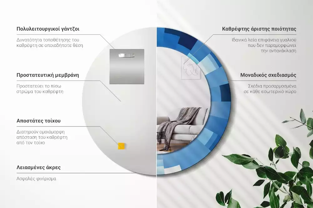 Espelho redondo decorativo Abstrato azul