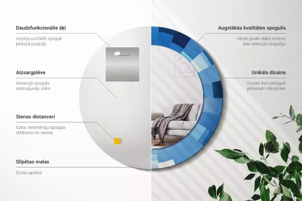 Espelho redondo decorativo Abstrato azul