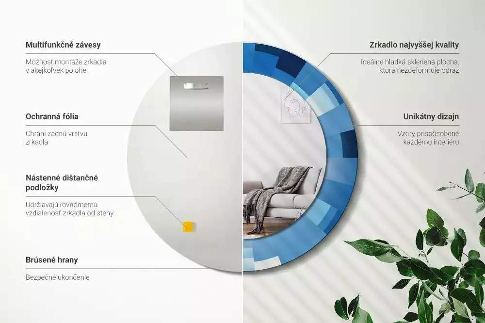 Espelho redondo decorativo Abstrato azul