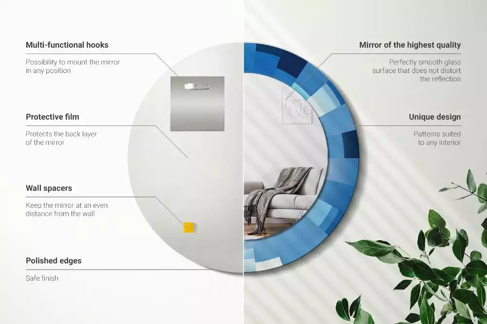 Espelho redondo decorativo Abstrato azul