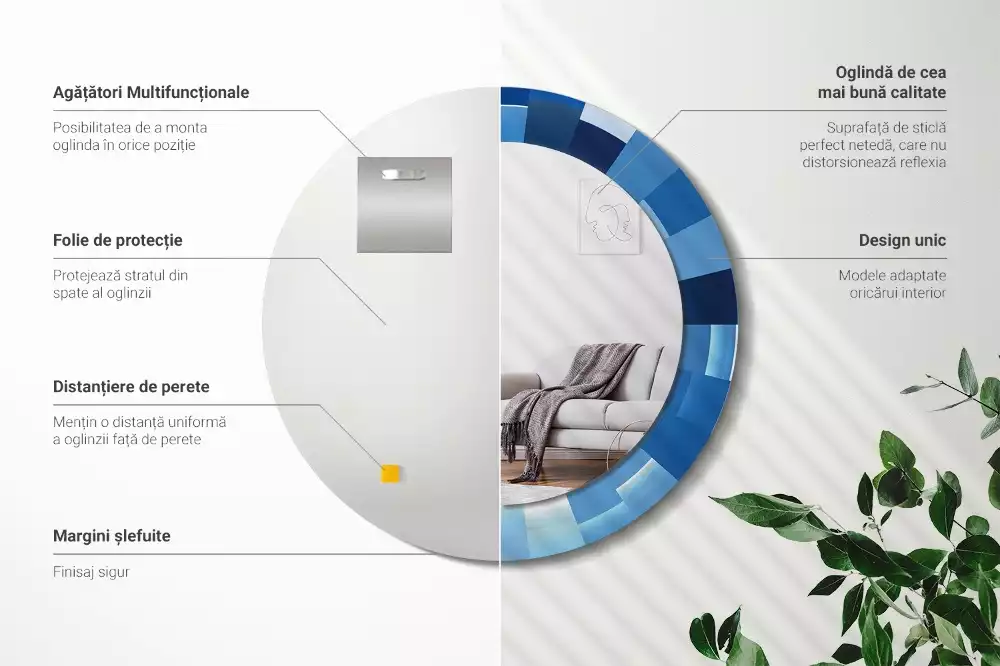 Espelho redondo decorativo Abstrato azul