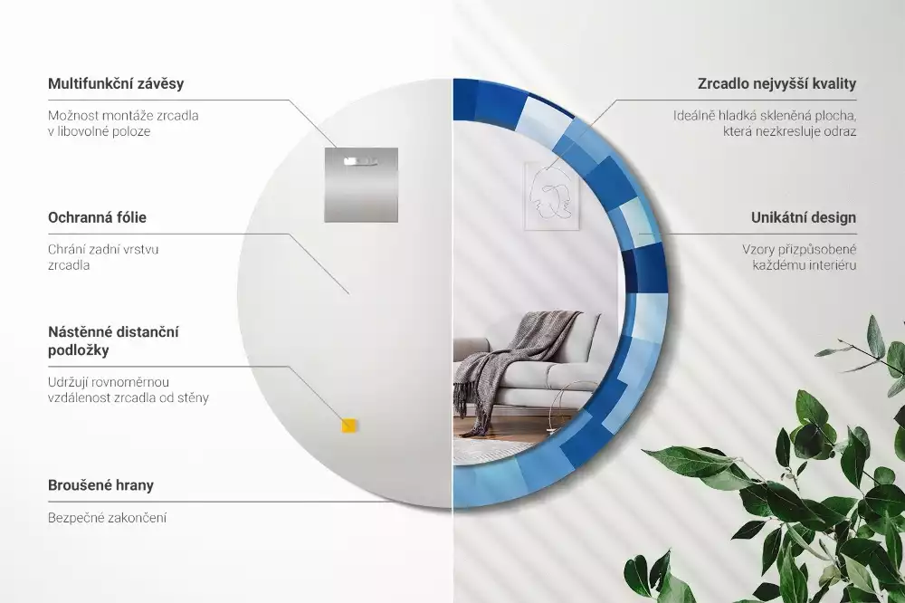 Espelho redondo decorativo Abstrato azul