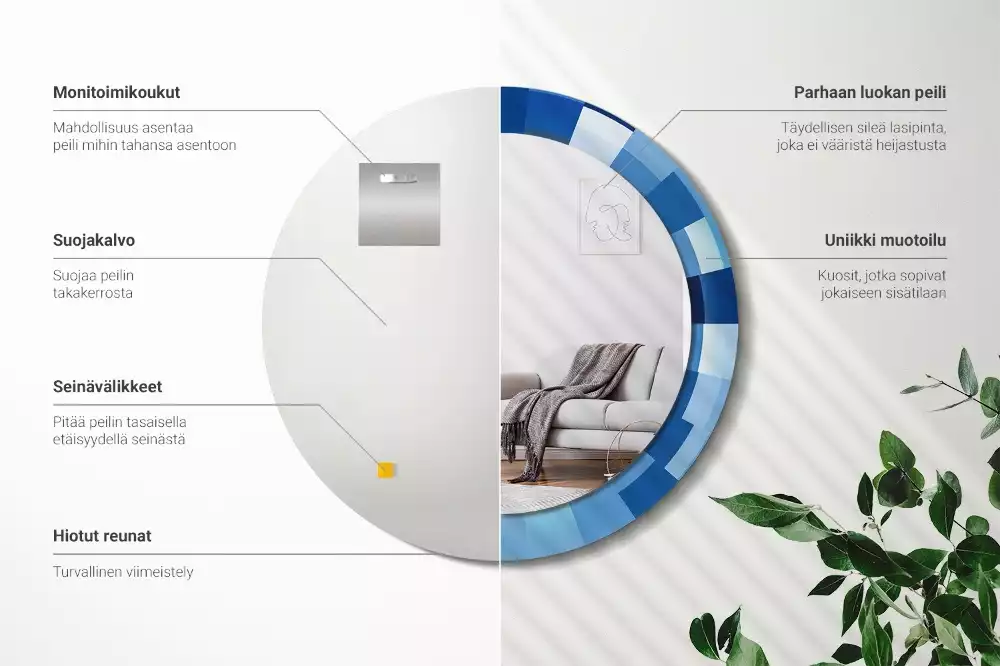 Espelho redondo decorativo Abstrato azul