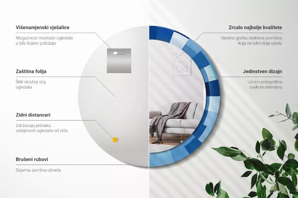 Espelho redondo decorativo Abstrato azul