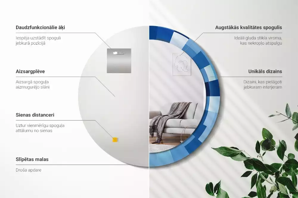 Espelho redondo decorativo Abstrato azul