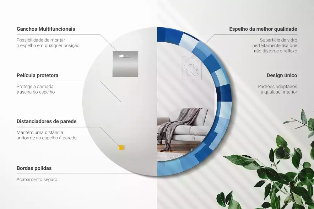 Espelho redondo decorativo Abstrato azul