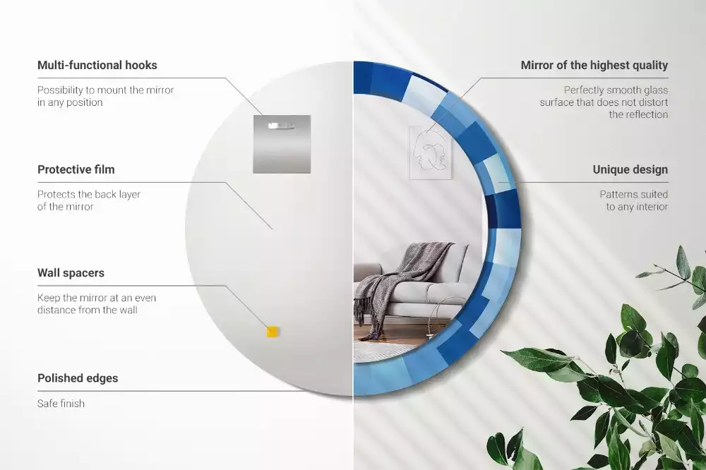 Espelho redondo decorativo Abstrato azul