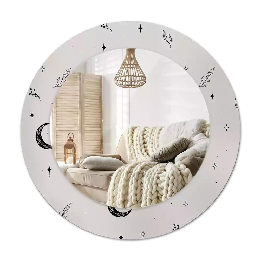 Espelho decorativo redondo Plantas rabiscadas