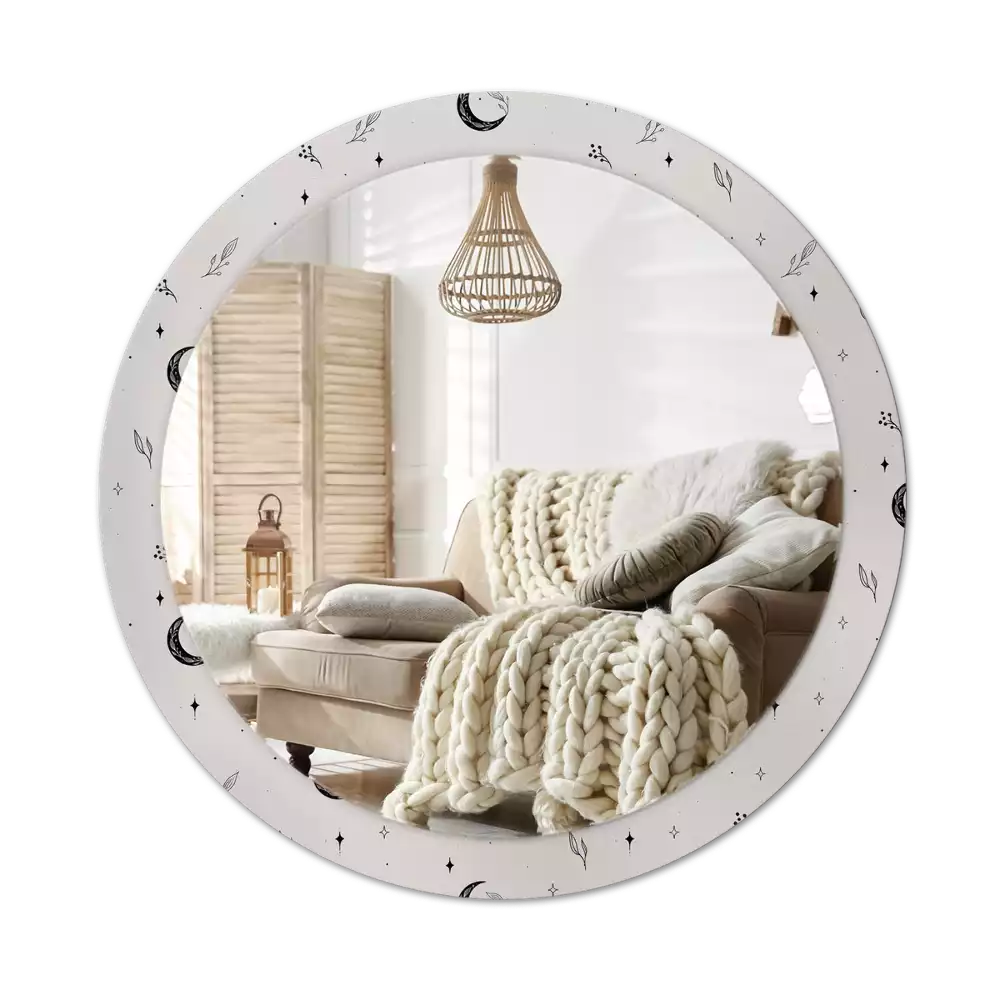 Espelho decorativo redondo Plantas rabiscadas