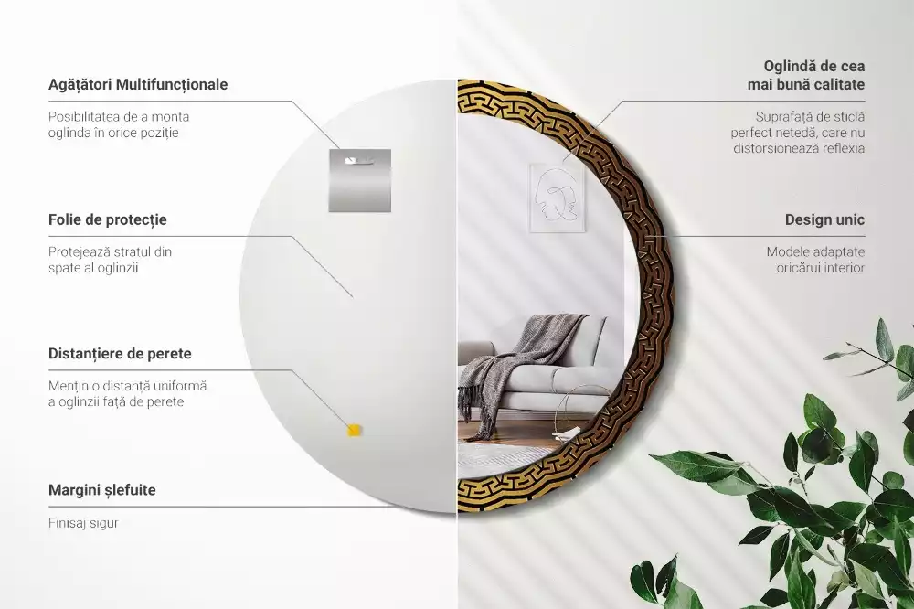 Espelho decorativo redondo ornamento grego