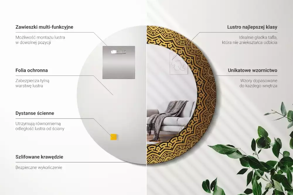 Espelho decorativo redondo ornamento grego