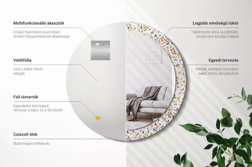 Espelho redondo decorativo Pequenas flores