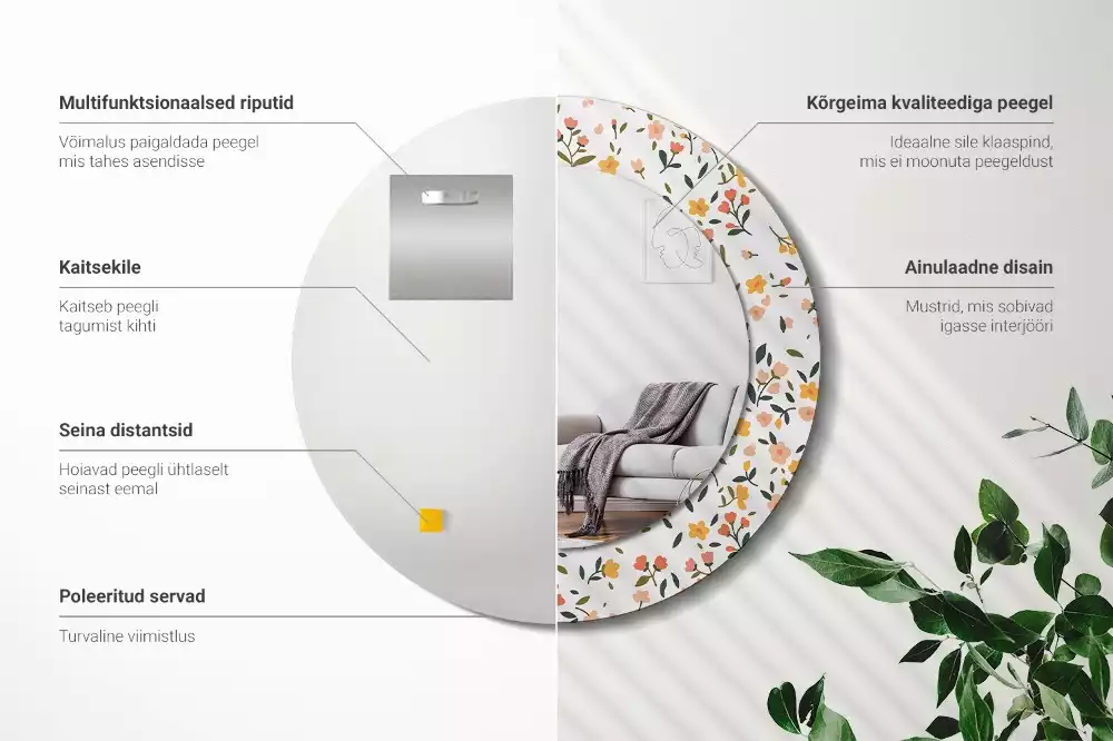 Espelho redondo decorativo Pequenas flores