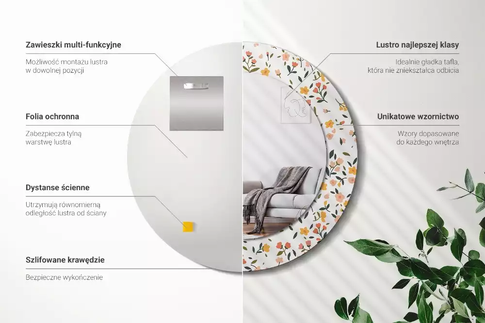 Espelho redondo decorativo Pequenas flores