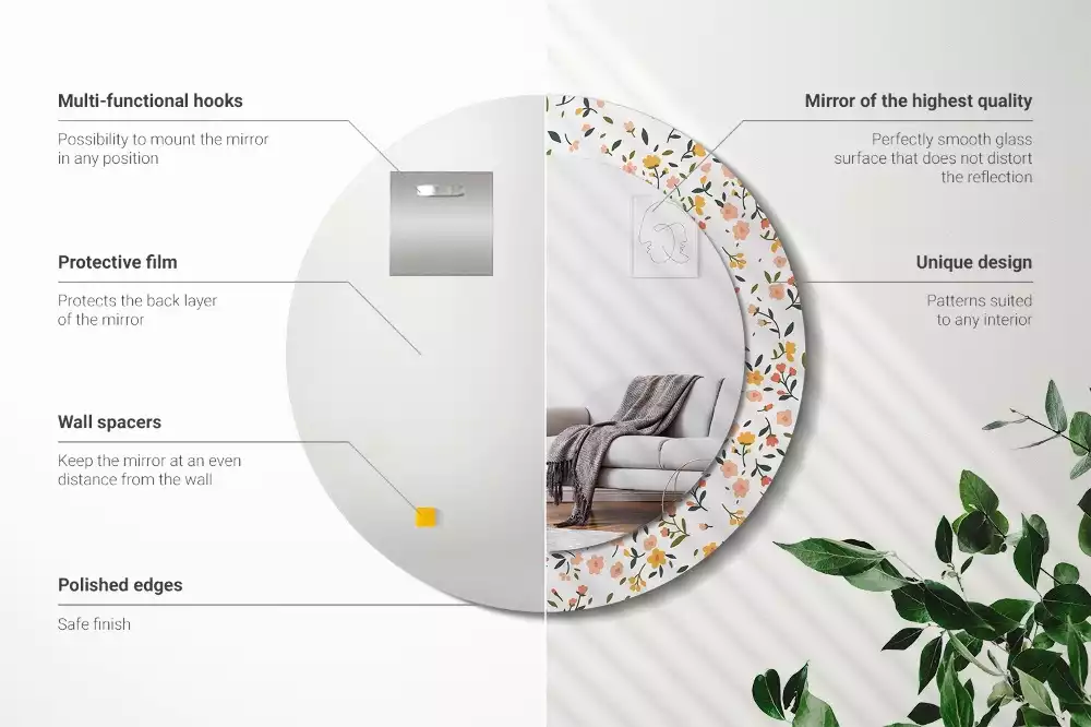 Espelho redondo decorativo Pequenas flores